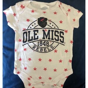 Ole Miss Rebels Rivalry  Threads Baby Bodysuit 0-3 Months White Red Stars New